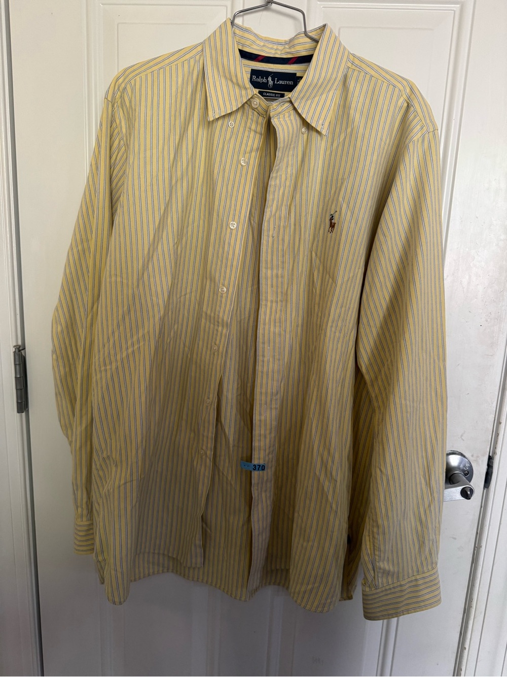 Ralph Lauren Yellow and Blue Striped Button-Down Dress Shirt